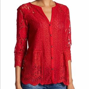 Lucky Brand mixed Lace Modal Blouse